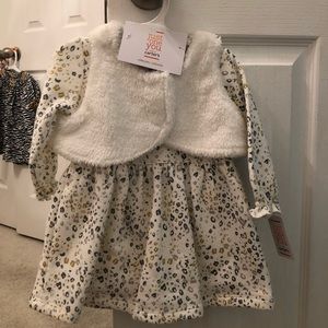 Toddler girls dress with fur jacket